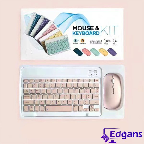 KIT TECLADO Y MOUSE BLUETOOTH RECARGABLE ROSADO